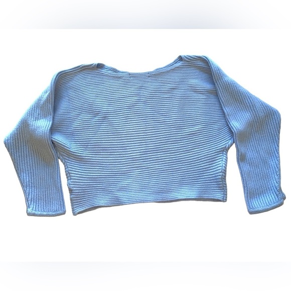 Anthropologie - Kendall cropped boatneck ribbed sweater Sky Blue - Picture 4 of 8